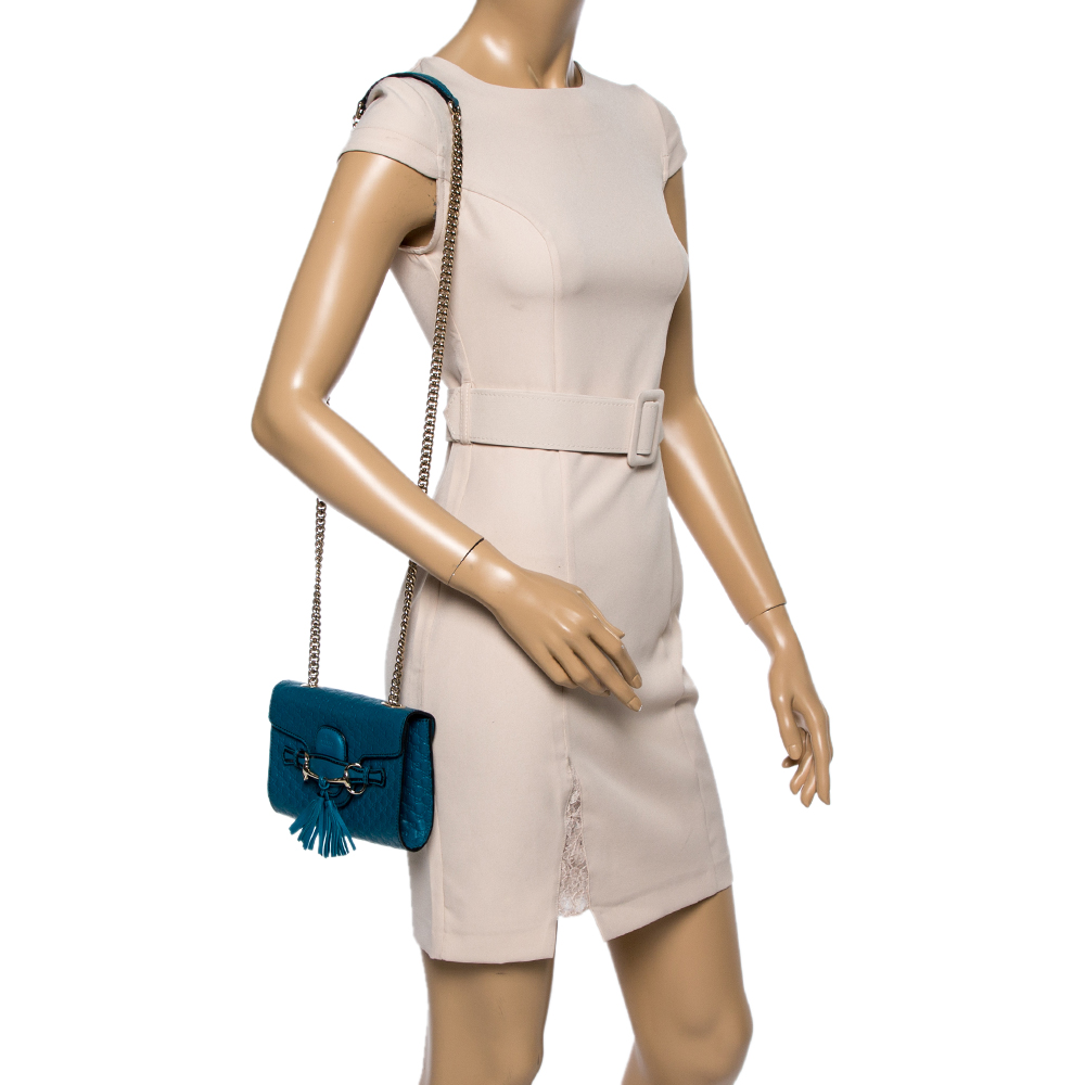 

Gucci Blue Mircoguccissima Leather Mini Emily Chain Shoulder Bag