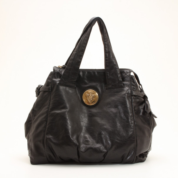 Pre Owned Gucci Black Leather Medium Hysteria Shoulder Bag 