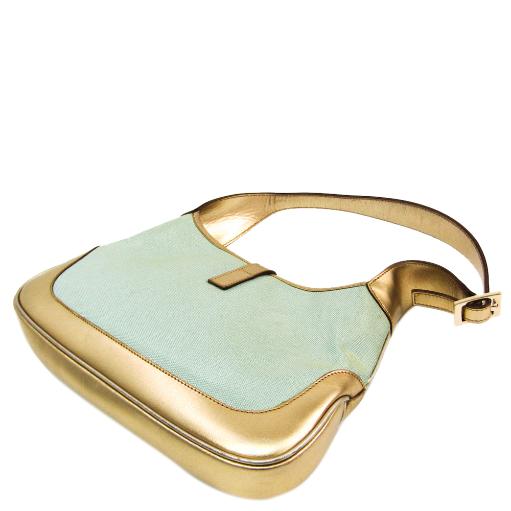 

Gucci Mint Green/Gold-tone Canvas Jackie hobo Bag