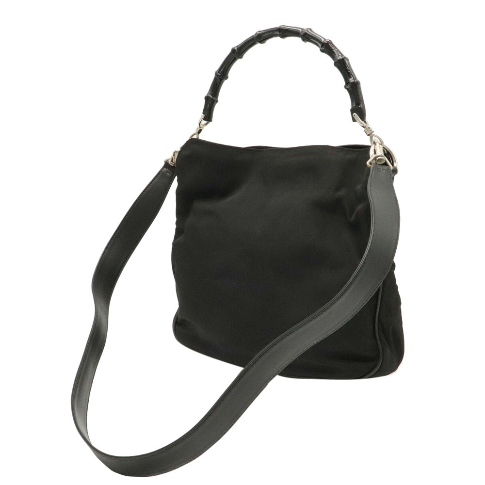 

Gucci Black Nylon Bamboo Top Handle Bag