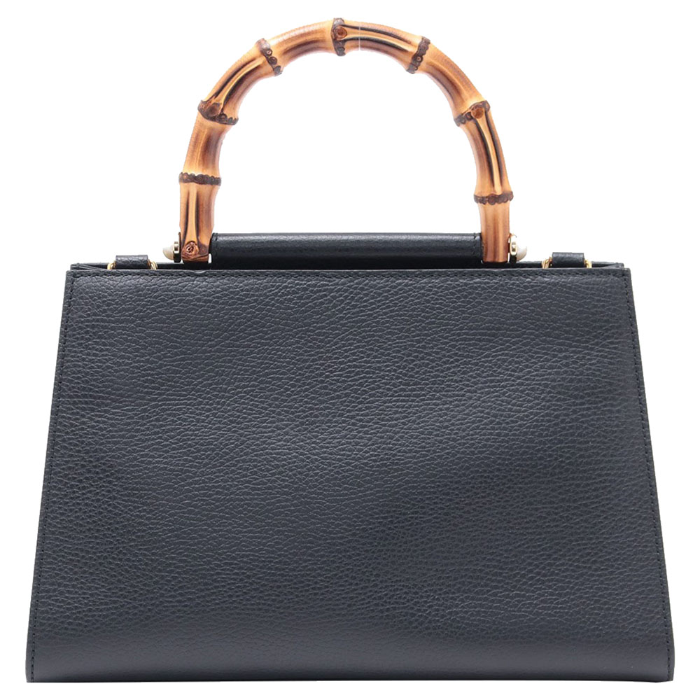 

Gucci Black Leather Bamboo Satchel Bag