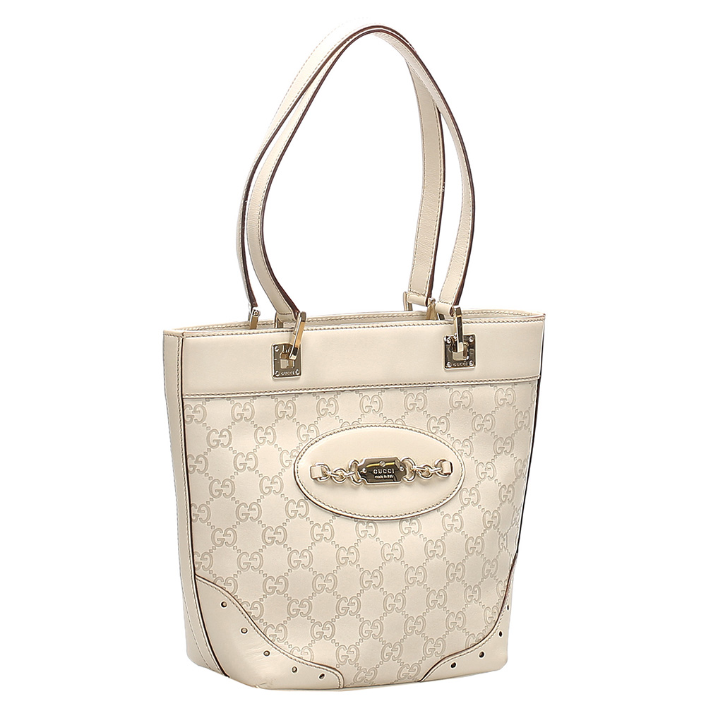 

Gucci White Guccissima Leather Punch Tote Bag