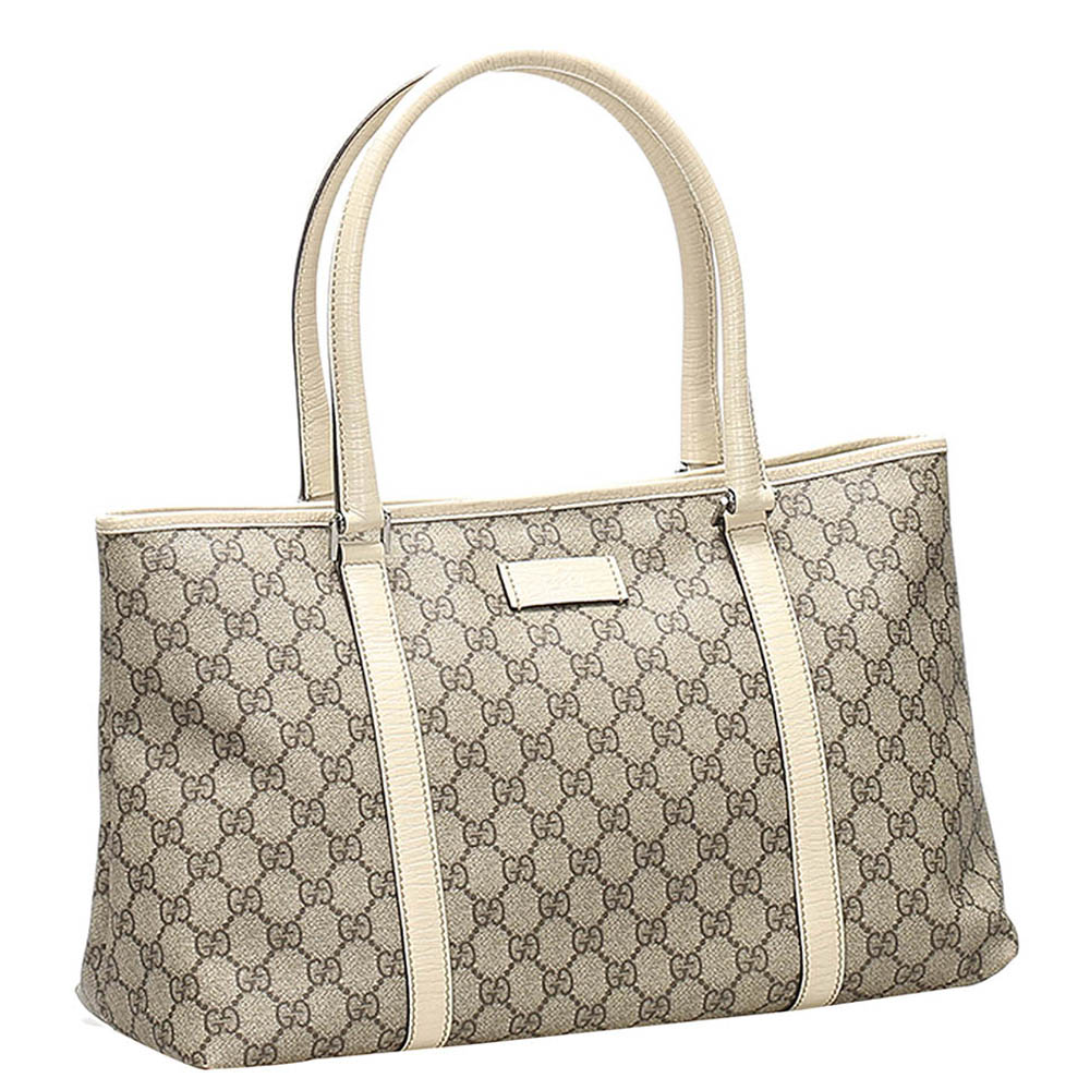 

Gucci Brown GG Supreme Tote Bag, Beige