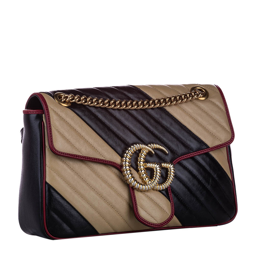 

Gucci Black/Tan Leather GG Marmont Bag, Beige