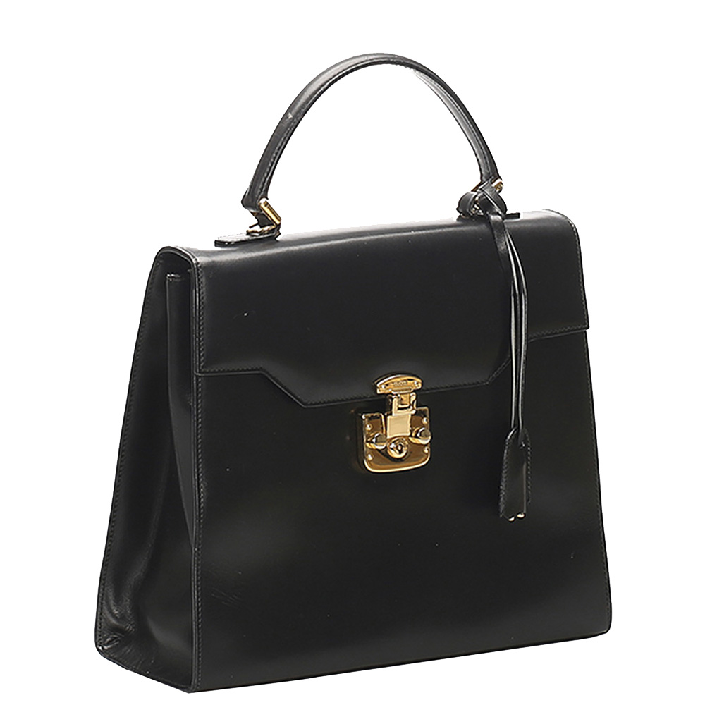 

Gucci Black Leather Vintage Lady Lock Satchel