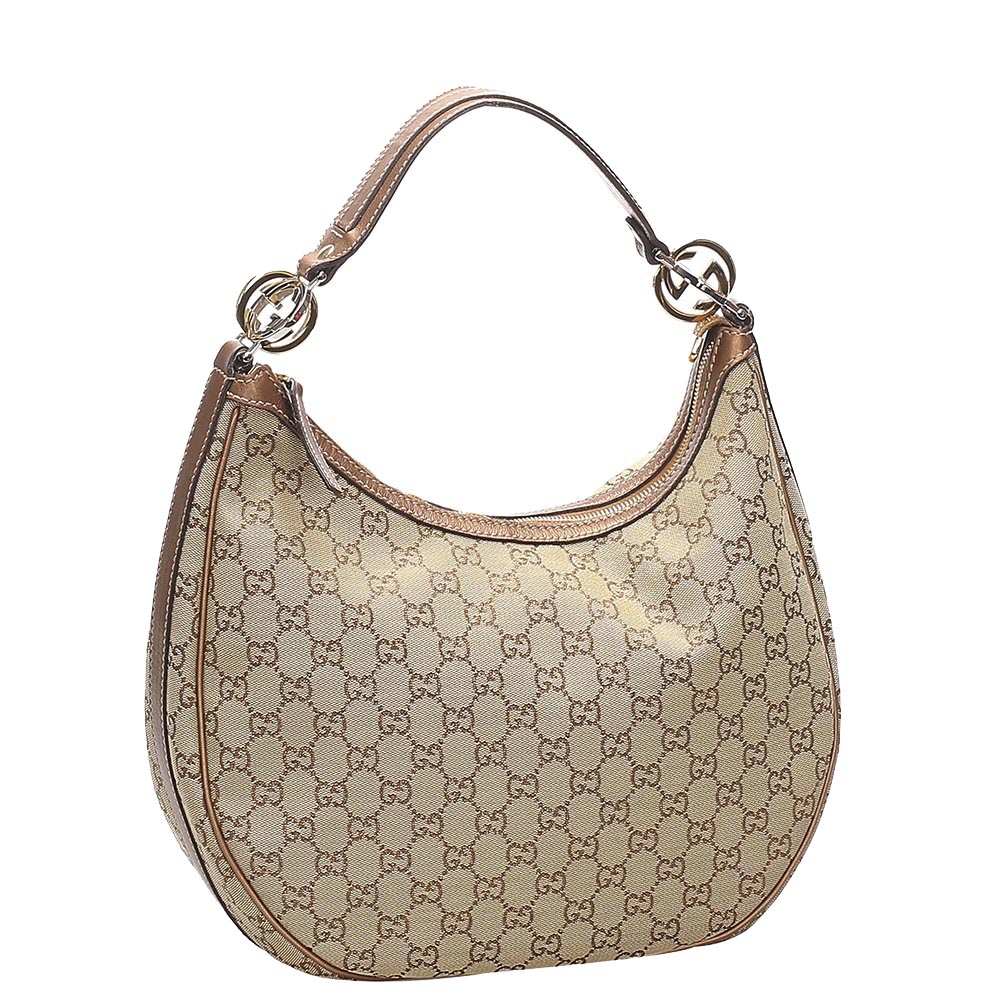 

Gucci Brown GG Canvas Twins Shoulder Bag, Beige