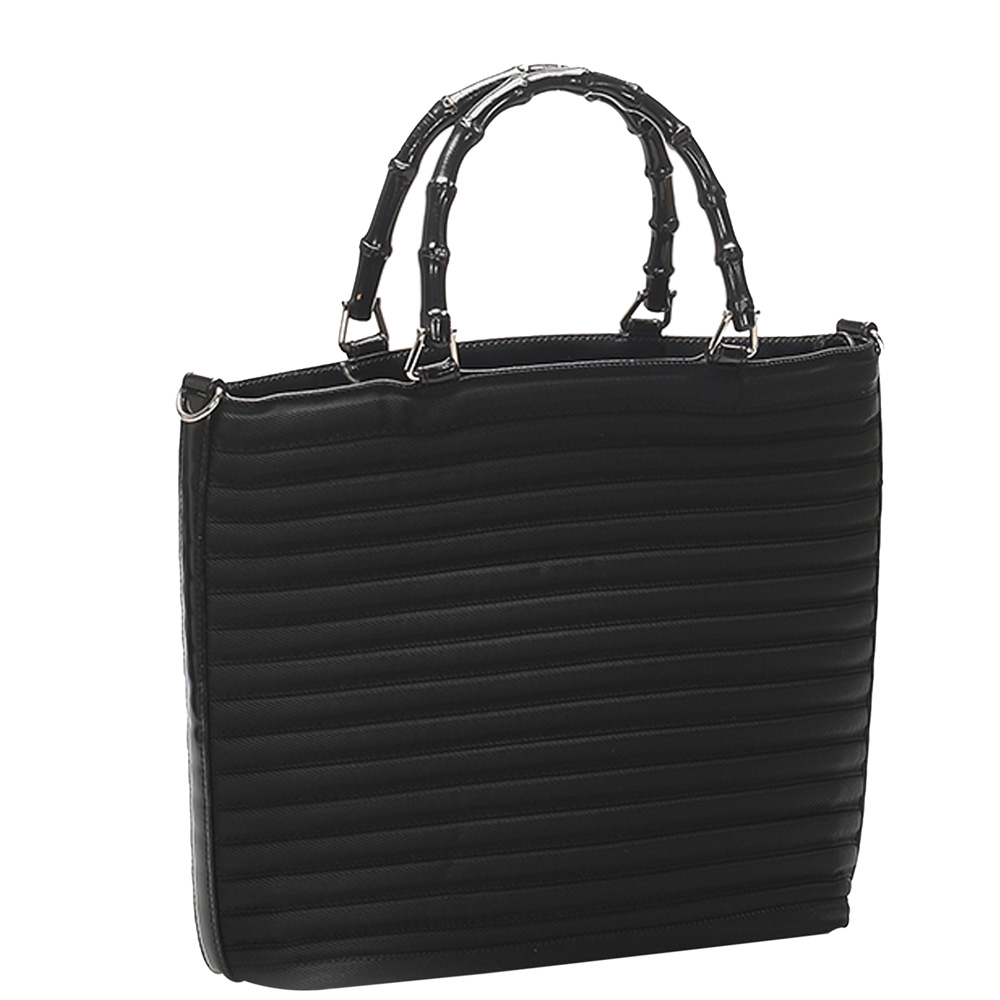 

Gucci Black Bamboo Canvas Satchel Bag