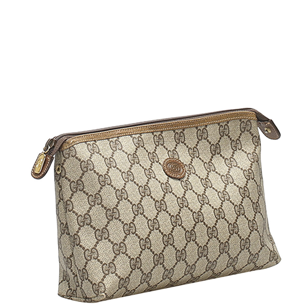 

Gucci Brown/Tan GG Supreme Canvas Clutch Bag, Beige