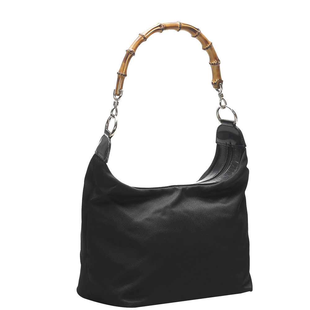 

Gucci Black Nylon Bamboo Tote Bag