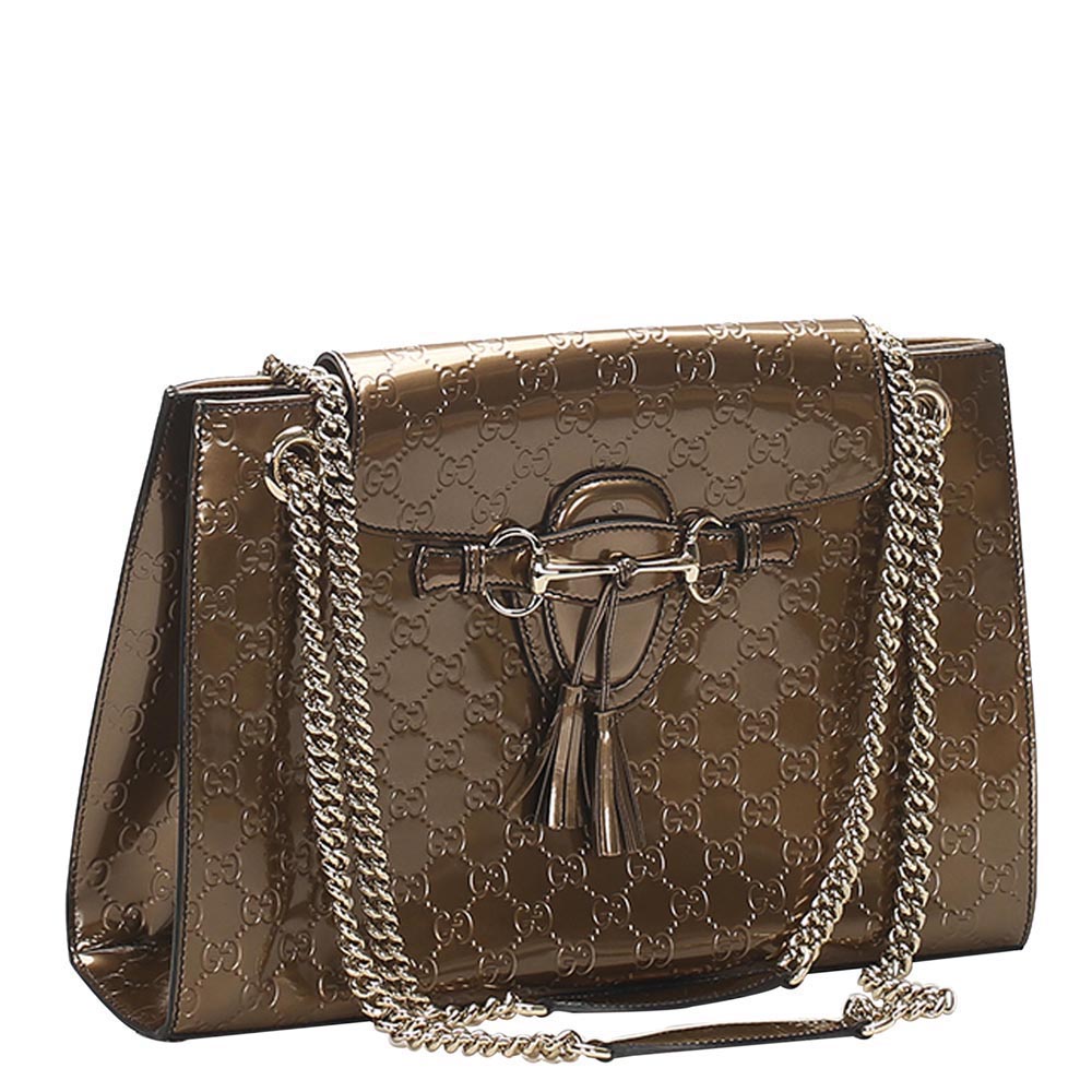 

Gucci Brown Guccissima Patent Leather Emily Bag