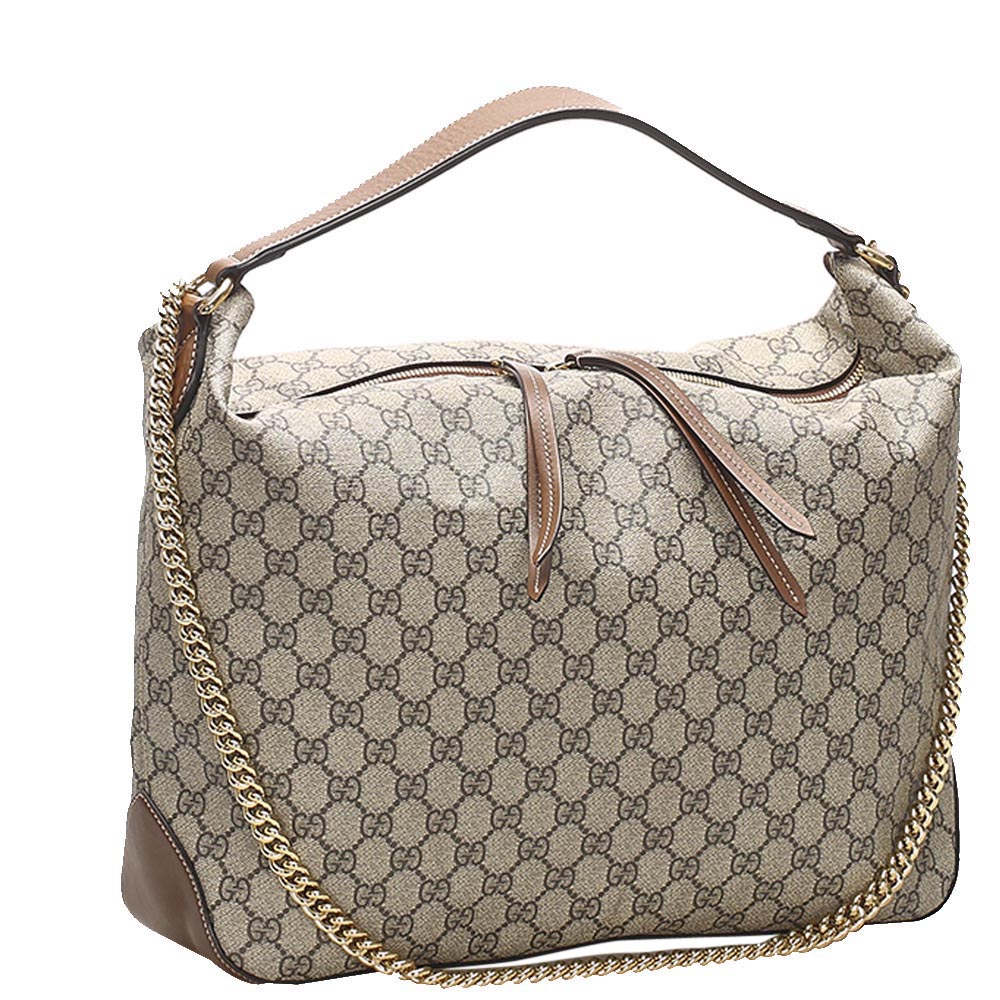 

Gucci Brown/Tan GG Supreme Canvas Large Hobo Bag, Beige