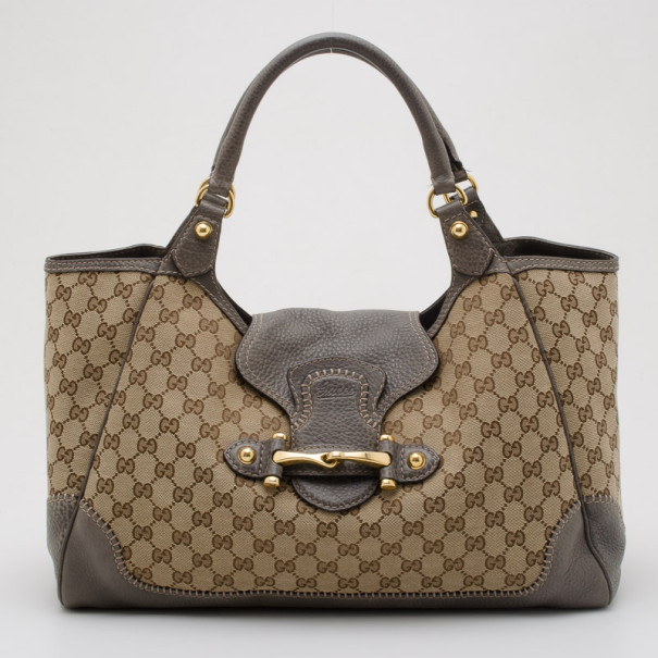 Pre Owned Gucci Monogram Horsebit Large Tote