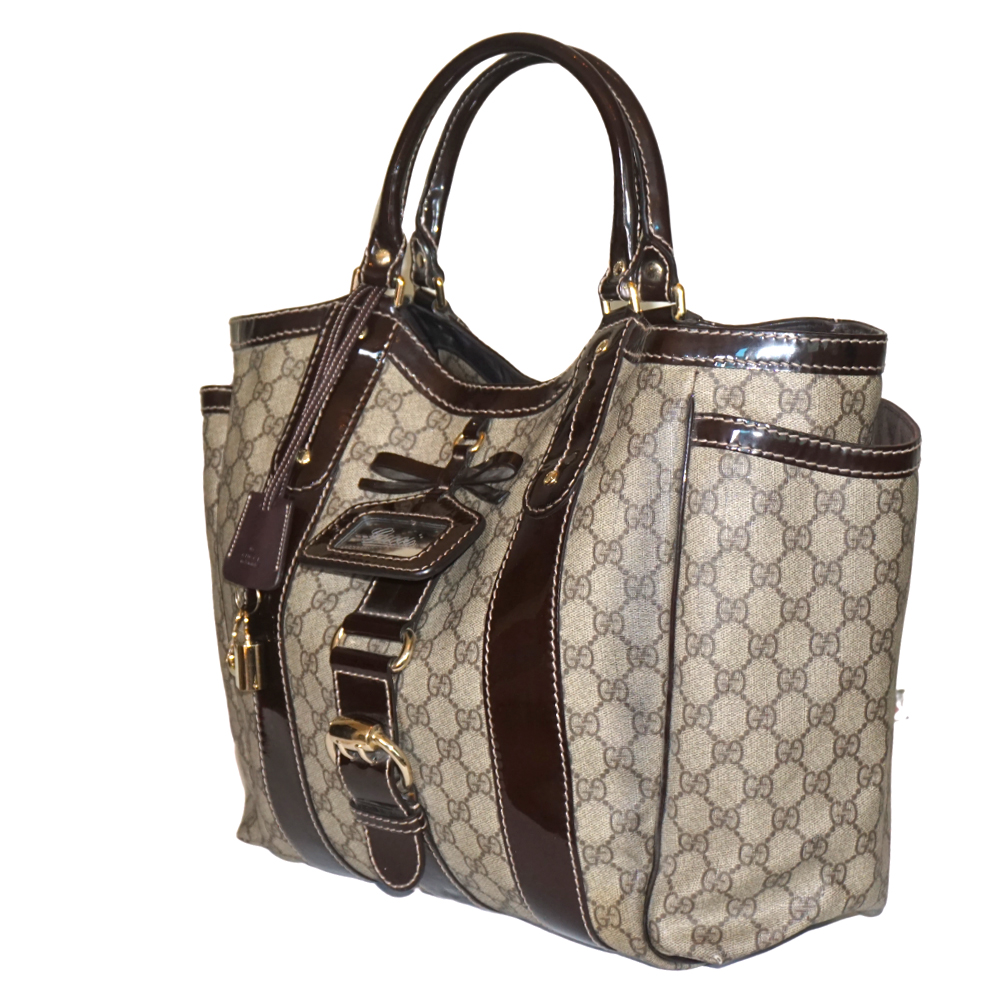 

Gucci Beige/Brown GG Canvas and Leather Medium Tote Bag