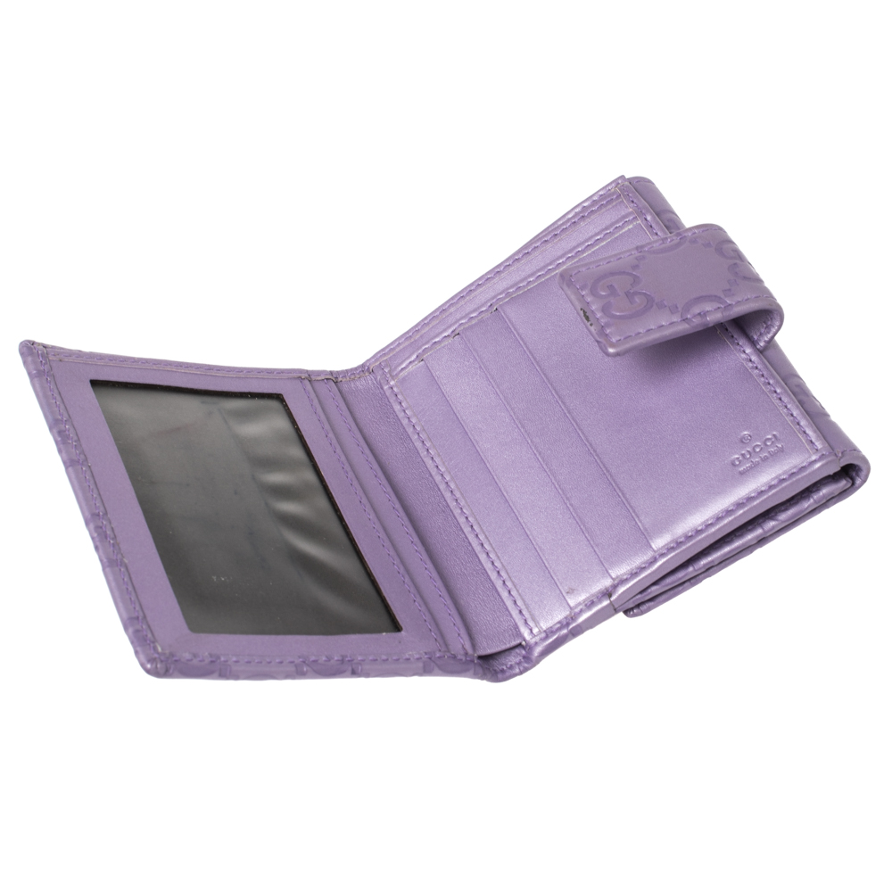 

Gucci Purple Guccissima Leather Lovely Heart Compact Wallet