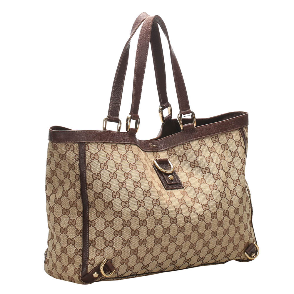 

Gucci Brown GG Canvas Abbey D- Ring Tote Bag, Beige