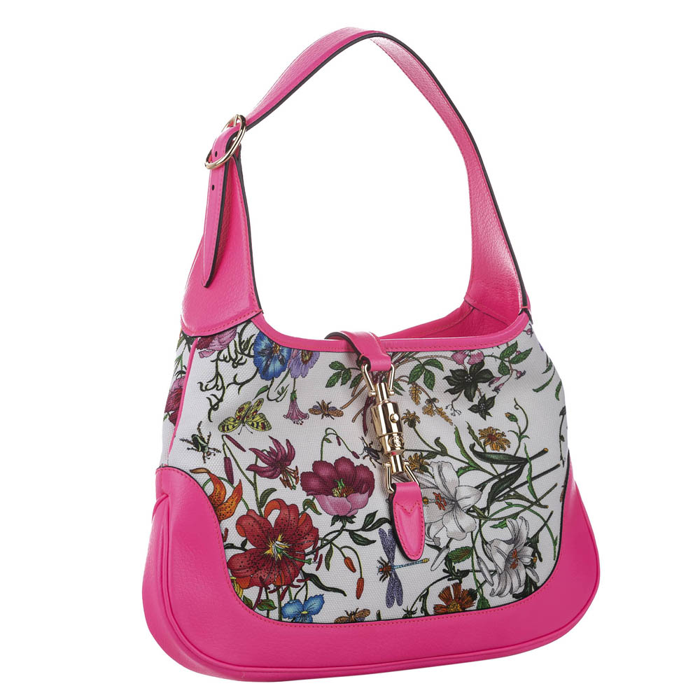 

Gucci Pink Flora New Jackie Canvas Shoulder Bag, Multicolor