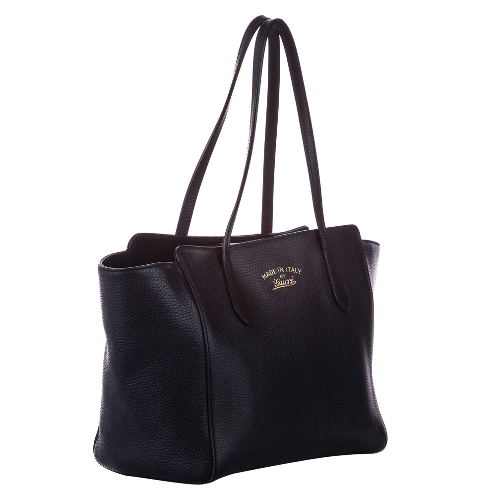 

Gucci Black Leather Swing Tote Bag