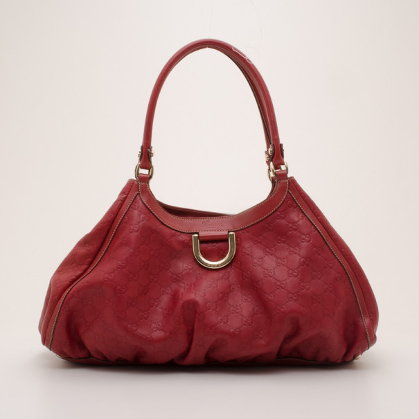 مملوكة مسبقًا Gucci Red Guccissima 'D Gold' Medium Hobo