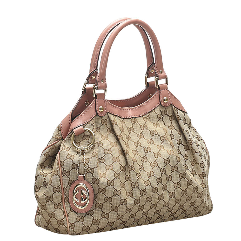 

Gucci Brown GG Canvas Sukey Tote Bag, Beige
