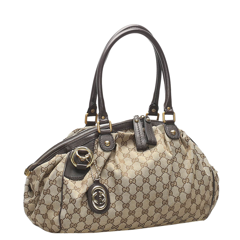 

Gucci Brown/Beige GG Canvas Sukey Satchel Bag