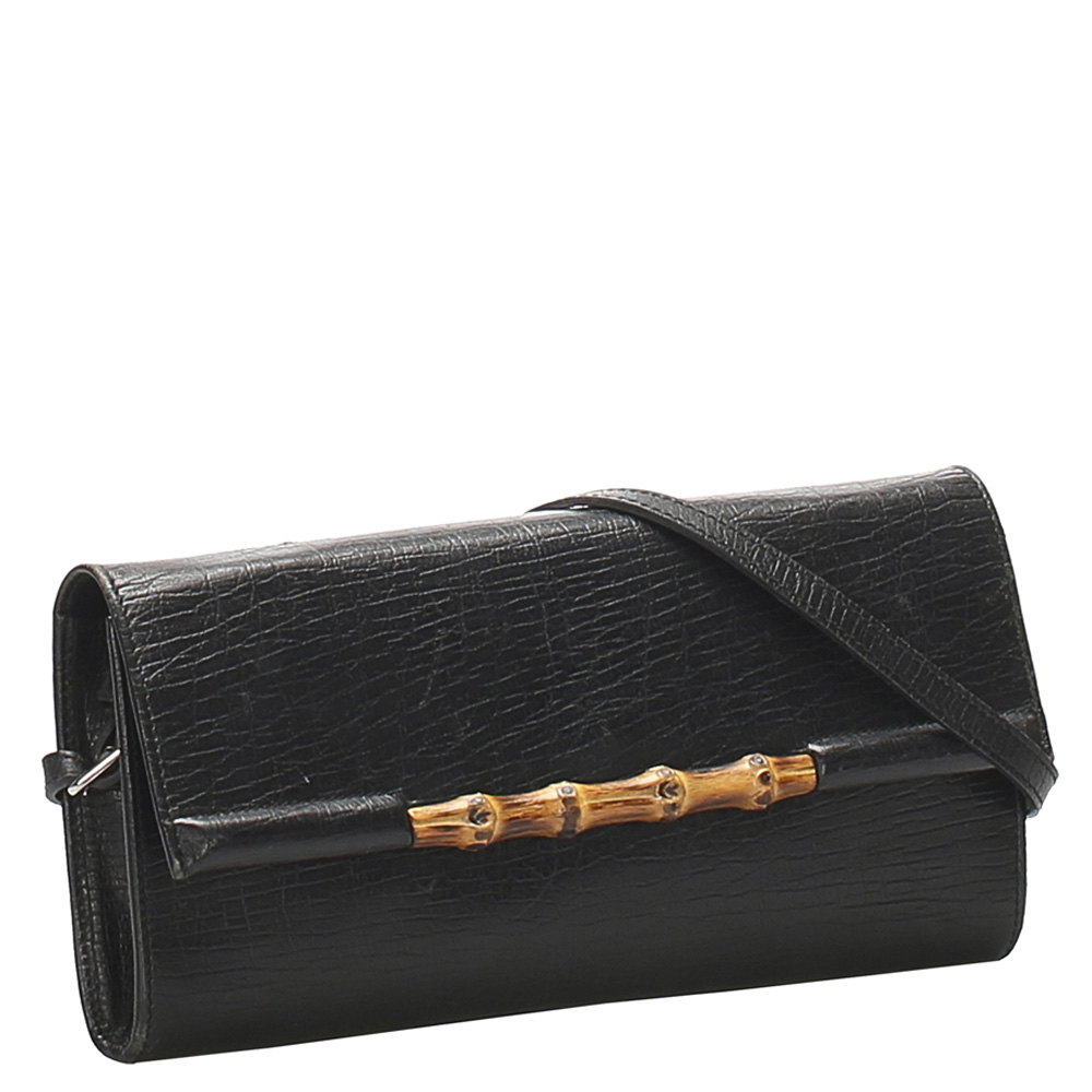 

Gucci Black Leather Bamboo Bar Shoulder Bag