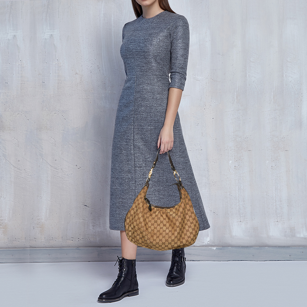 

Gucci Beige/Brown GG Canvas and Leather Medium Interlocking G Hobo