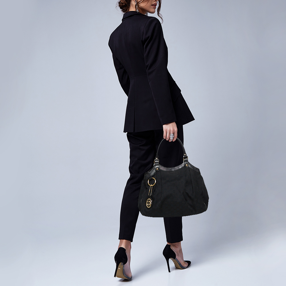 

Gucci Black GG Canvas and Leather Medium Sukey Tote