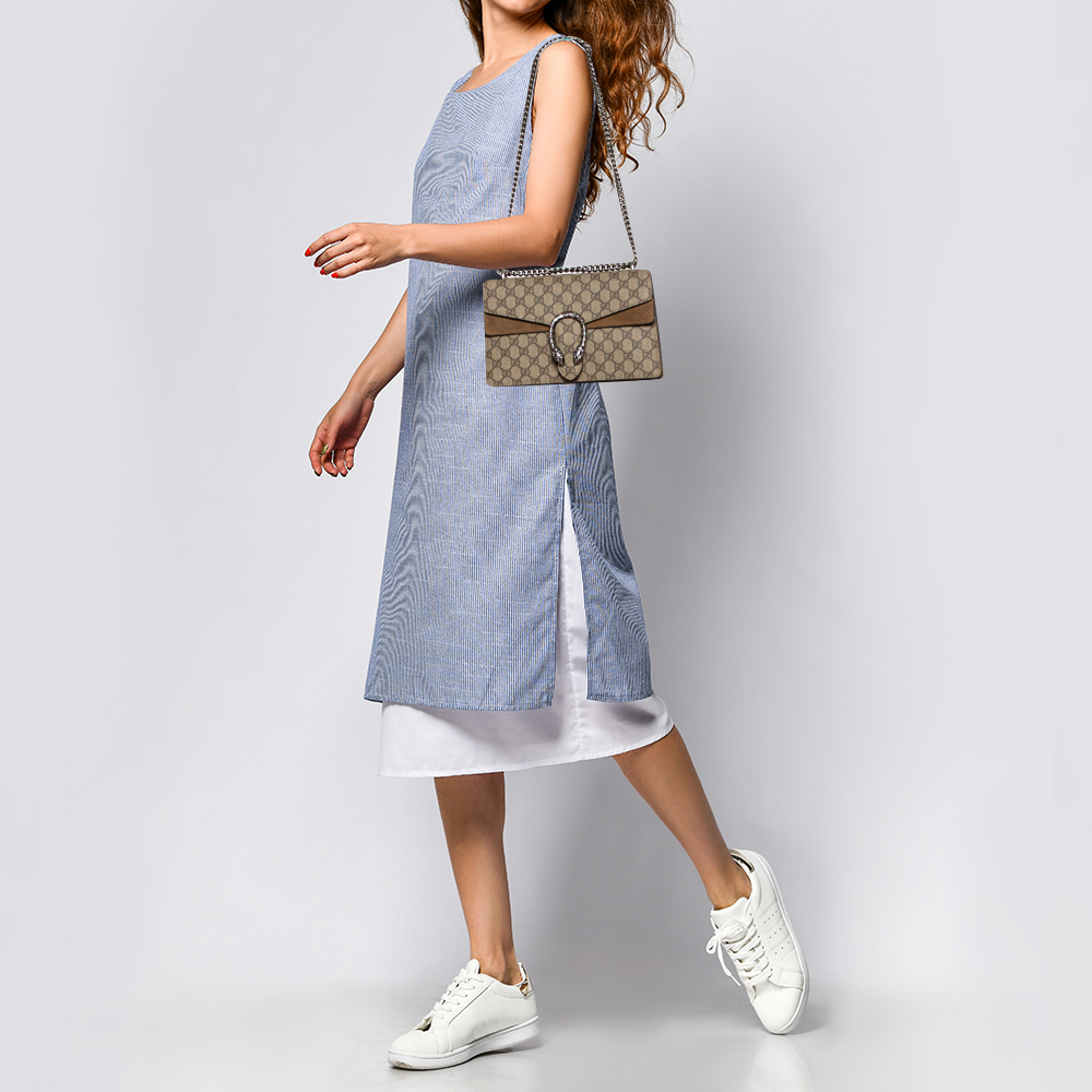 

Gucci Beige GG Supreme Canvas and Suede Small Dionysus Shoulder Bag