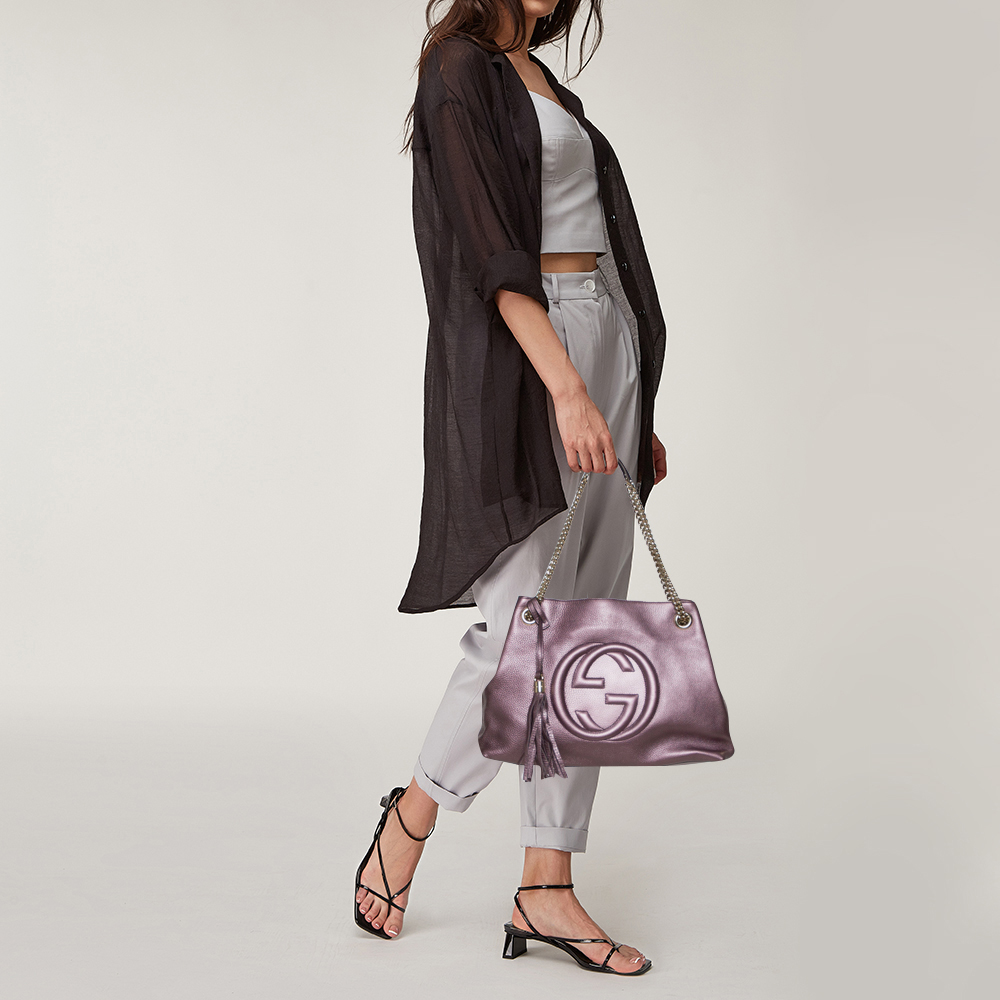 

Gucci Metallic Purple Leather Medium Soho Shoulder Bag