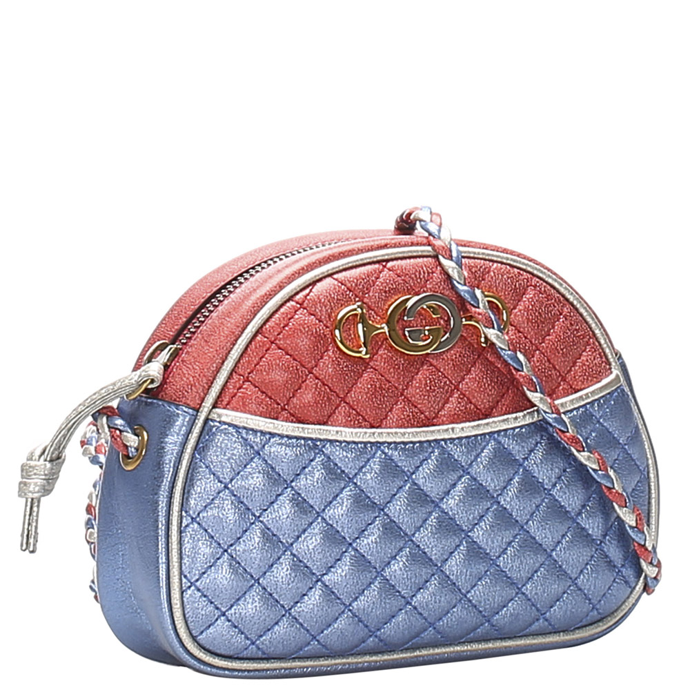 

Gucci Red/Blue Leather Laminated Trapuntata Small Bag