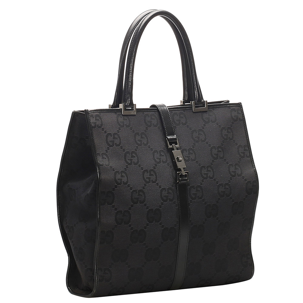 

Gucci Black GG Canvas Jackie Tote Bag
