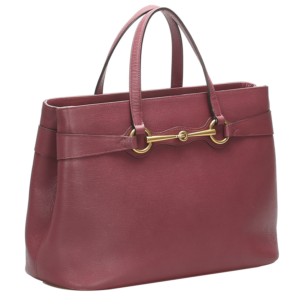 

Gucci Red Leather Bright Bit Tote Bag