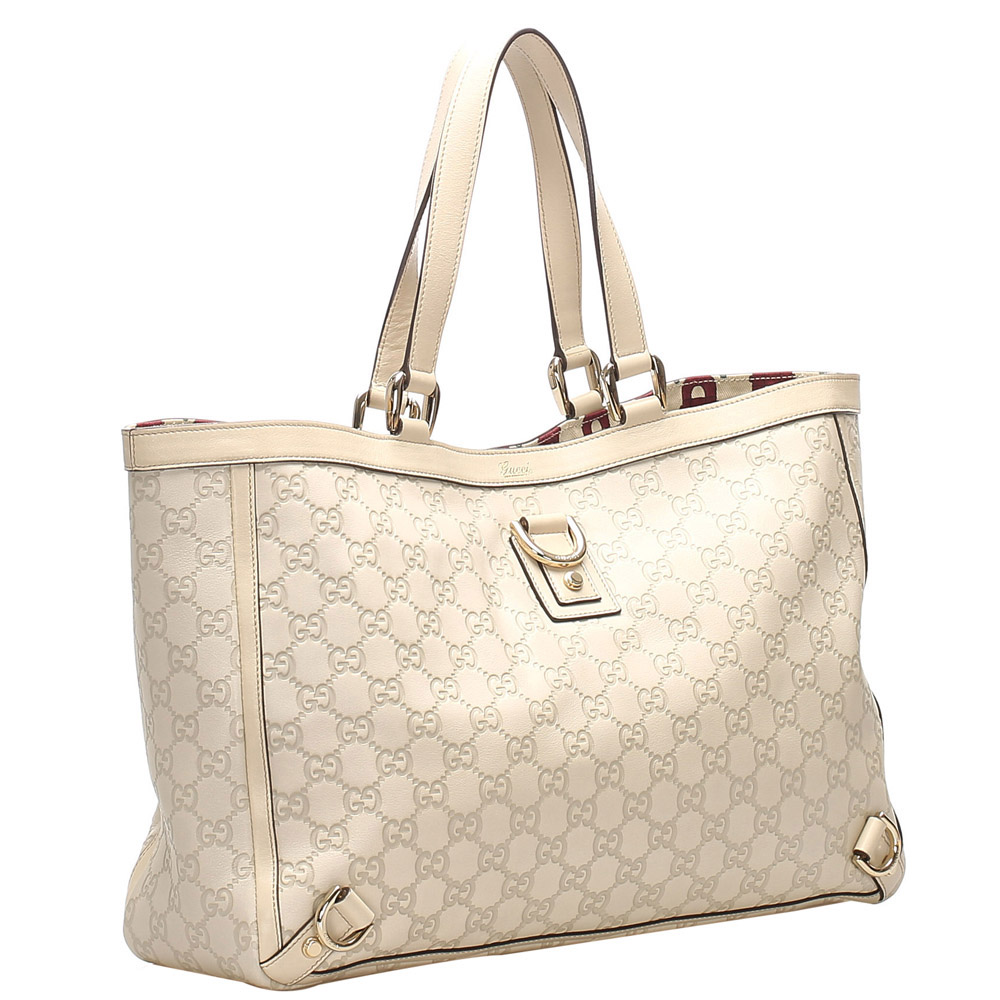 

Gucci White Guccissima Leather Abbey D-Ring Tote Bag