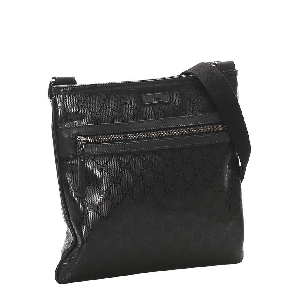 

Gucci Black GG Imprime Leather Crossbody Bag