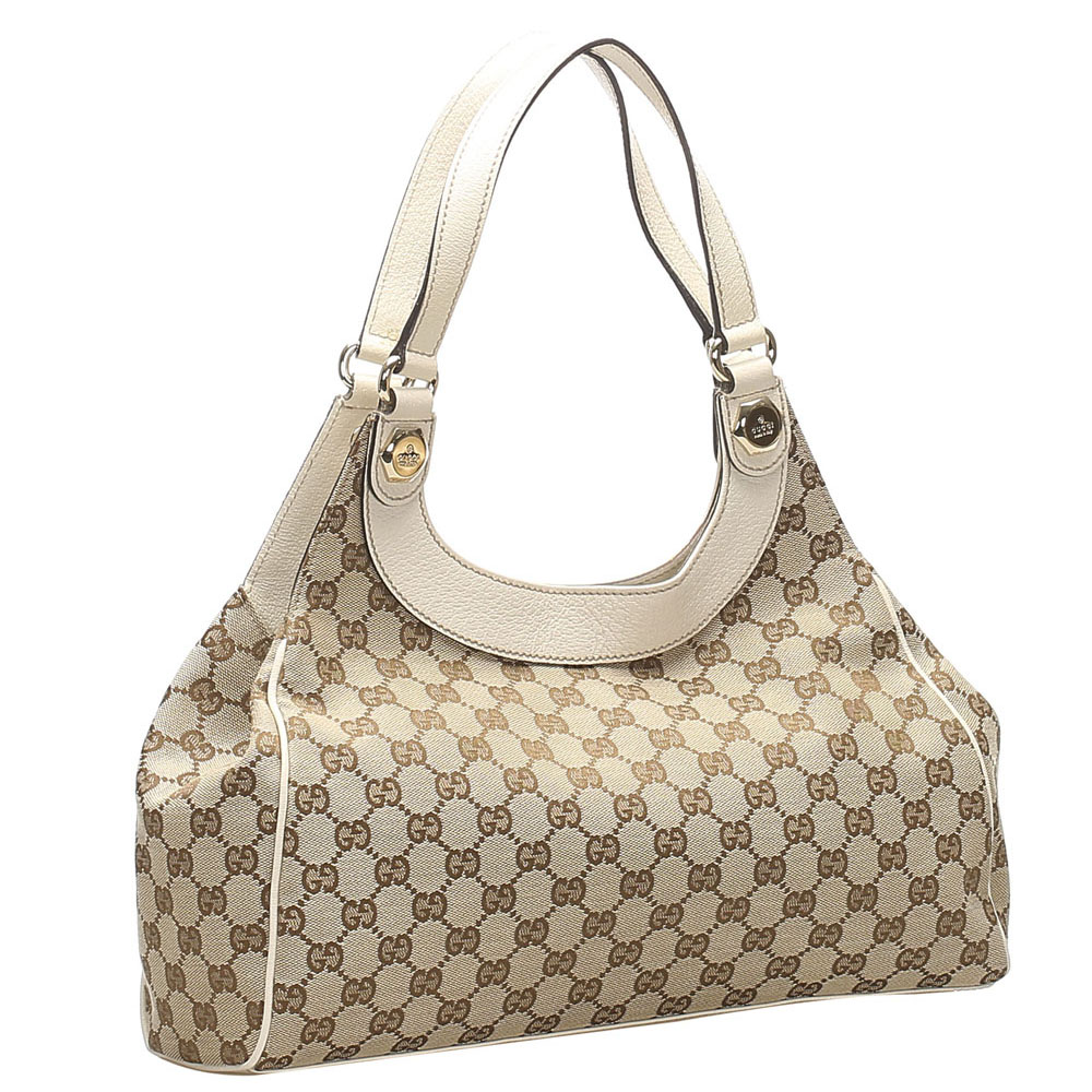 

Gucci Brown/Beige Canvas and Leather Charmy Hobo Bag
