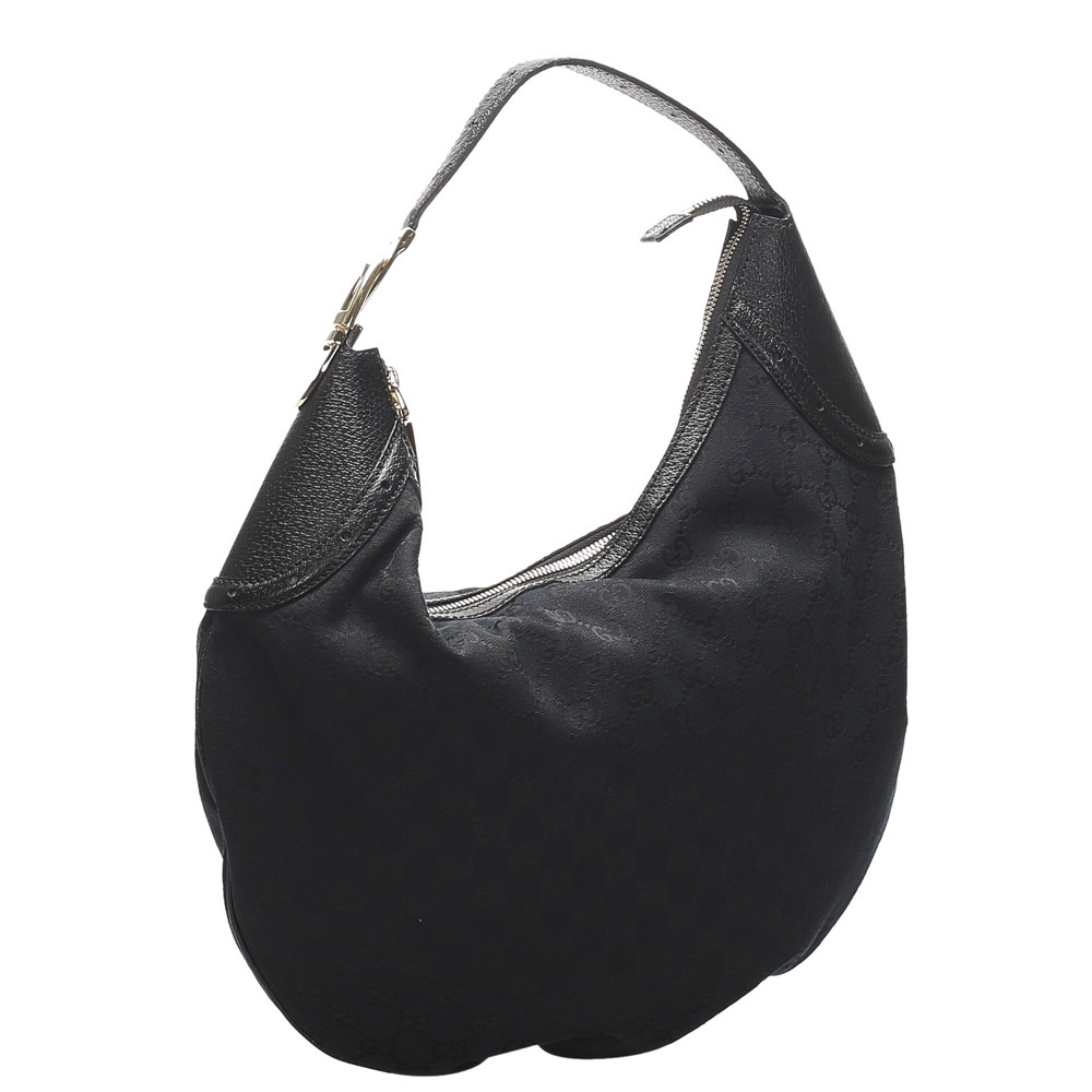 

Gucci Black GG Canvas Hobo Bag
