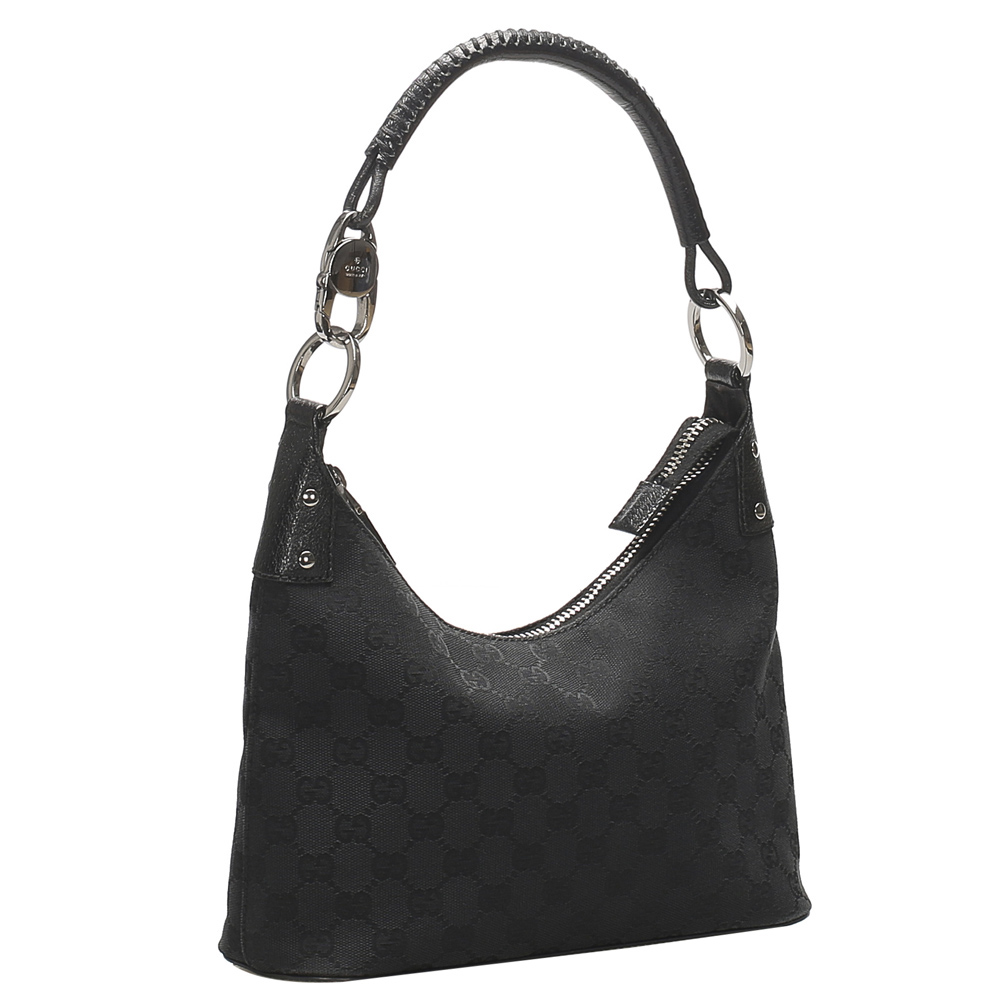 

Gucci Black GG Canvas Hobo Bag