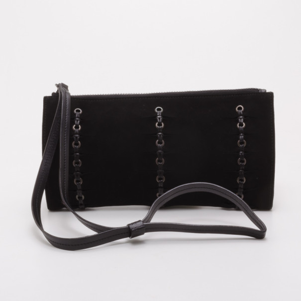 Pre Owned Gucci Black Suede Wristlet