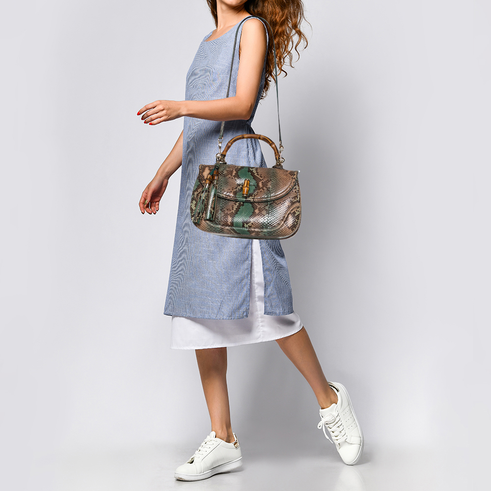 

Gucci Multicolor Python New Bamboo Top Handle Bag