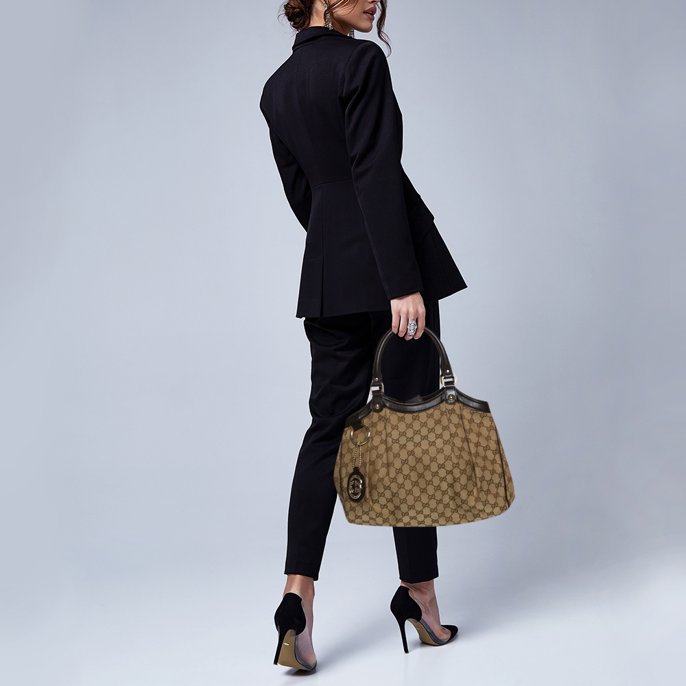 

Gucci Brown GG Canvas and Leather Medium Sukey Tote