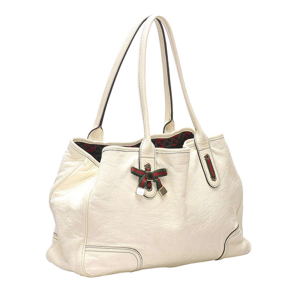 

Gucci White Leather Princy Tote Bag