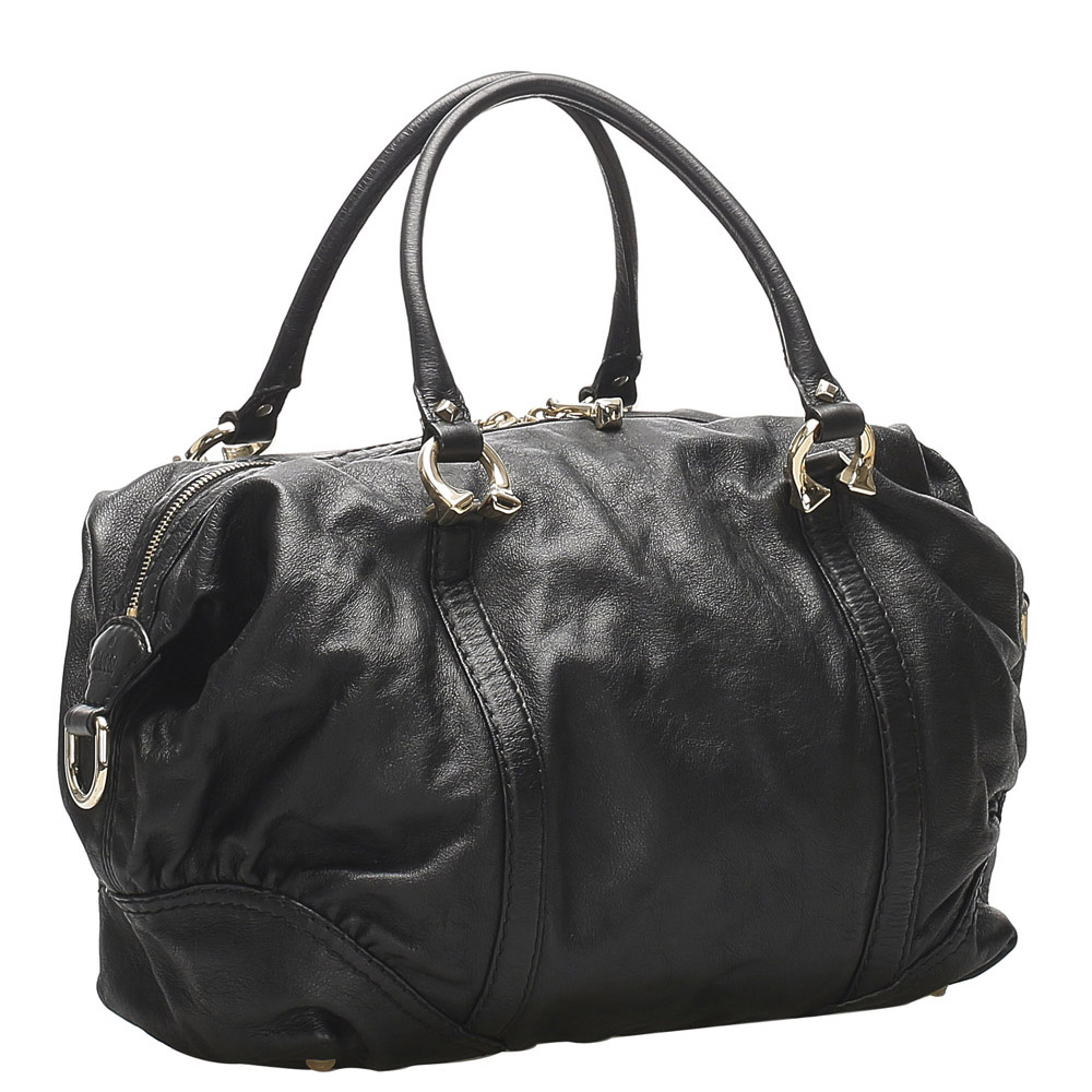 

Gucci Black Leather Top Handle Bag