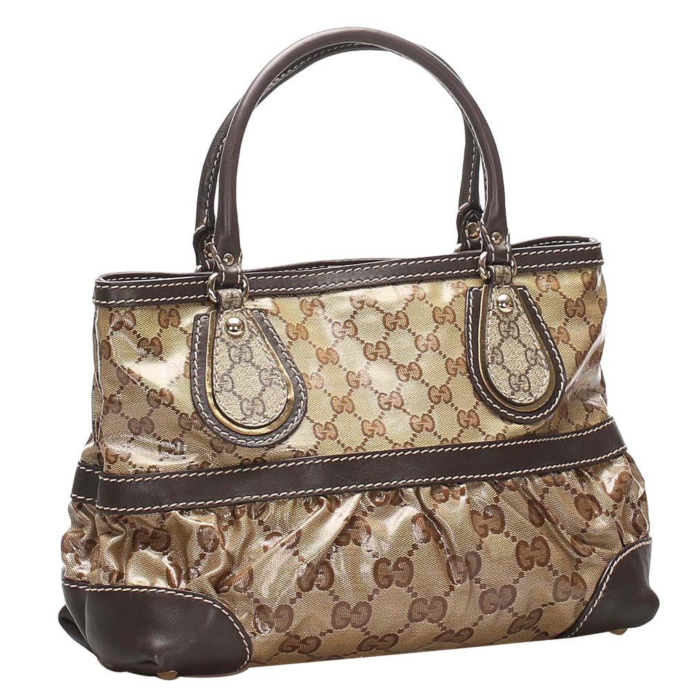 

Gucci Brown GG Crystal Canvas Mix Tote Bag, Beige