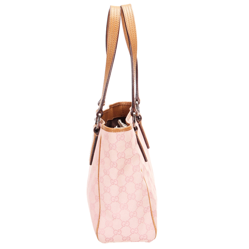 

Gucci Pink GG Canvas Tote Bag, Beige