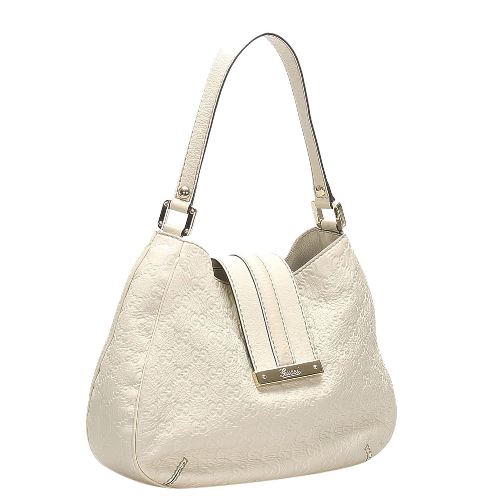 

Gucci White Guccissima Leather New Ladies Web Hobo Bag