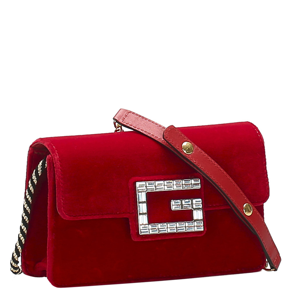 

Gucci Red Fabric Broadway Velvet Crossbody Bag