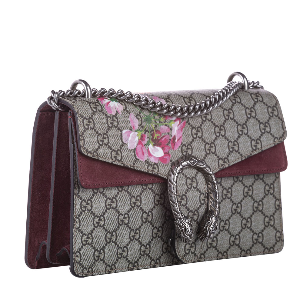 

Gucci Brown/Beige Coated Canvas Suede Dionysus GG Blooms Shoulder Bag