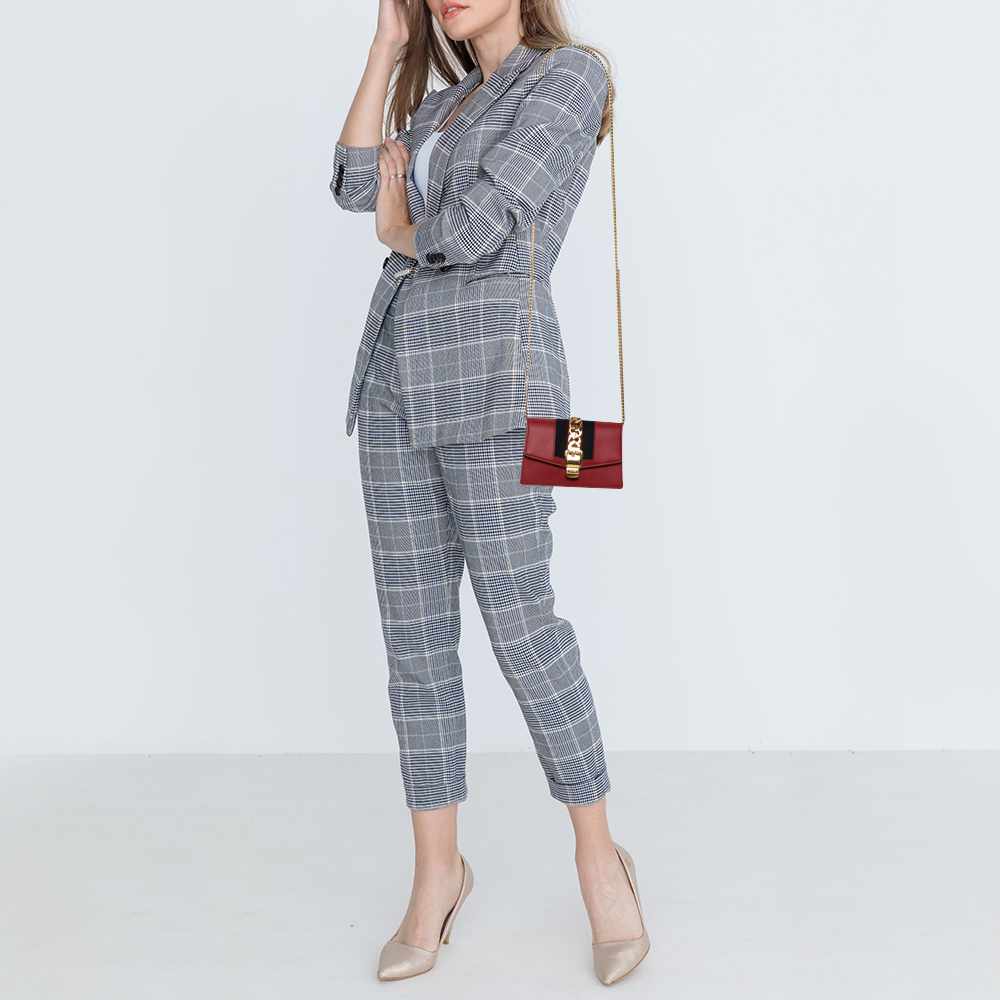 

Gucci Red Leather Super Mini Sylvie Crossbody Bag
