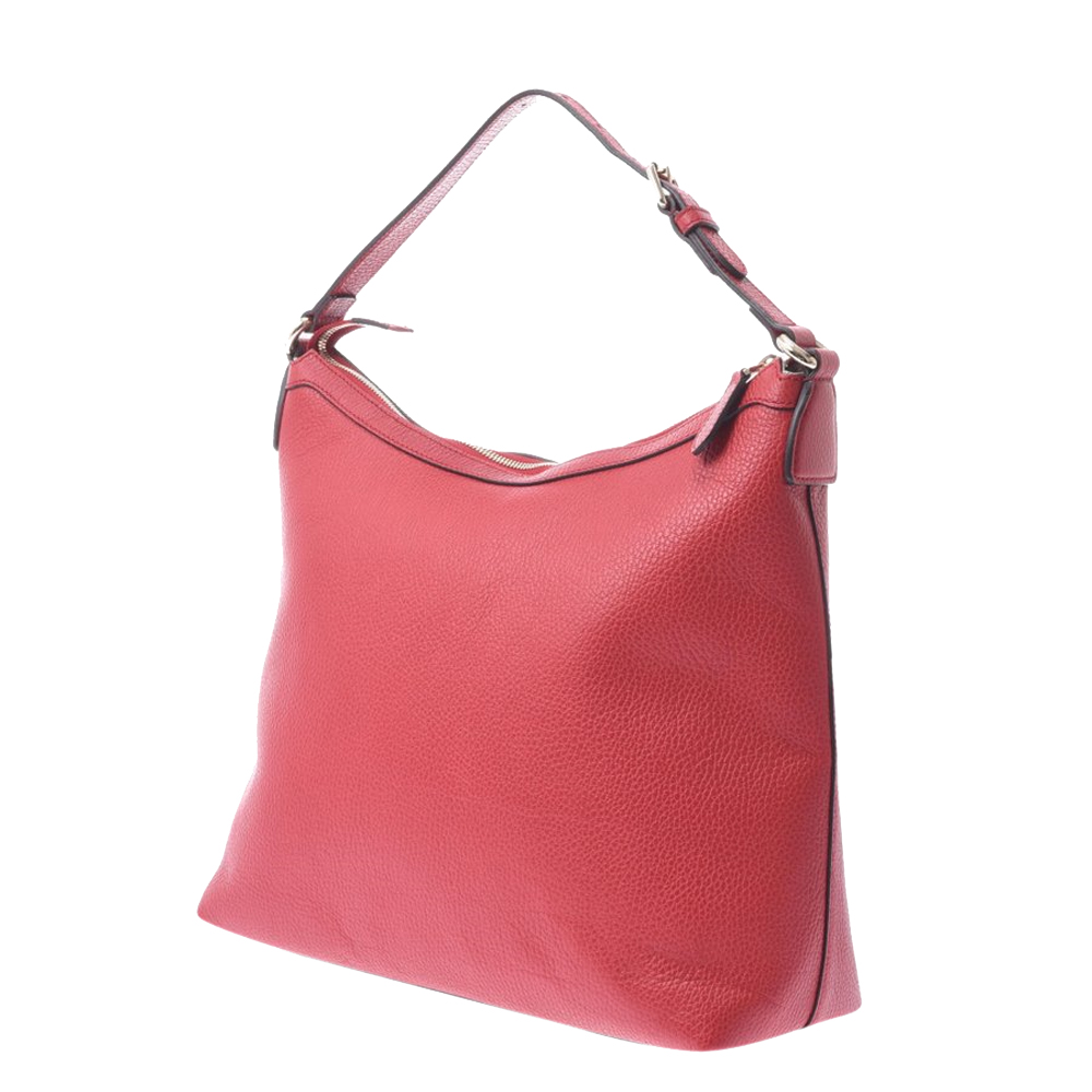 

Gucci Red Canvas Leather Interlocking G Hobo Bag