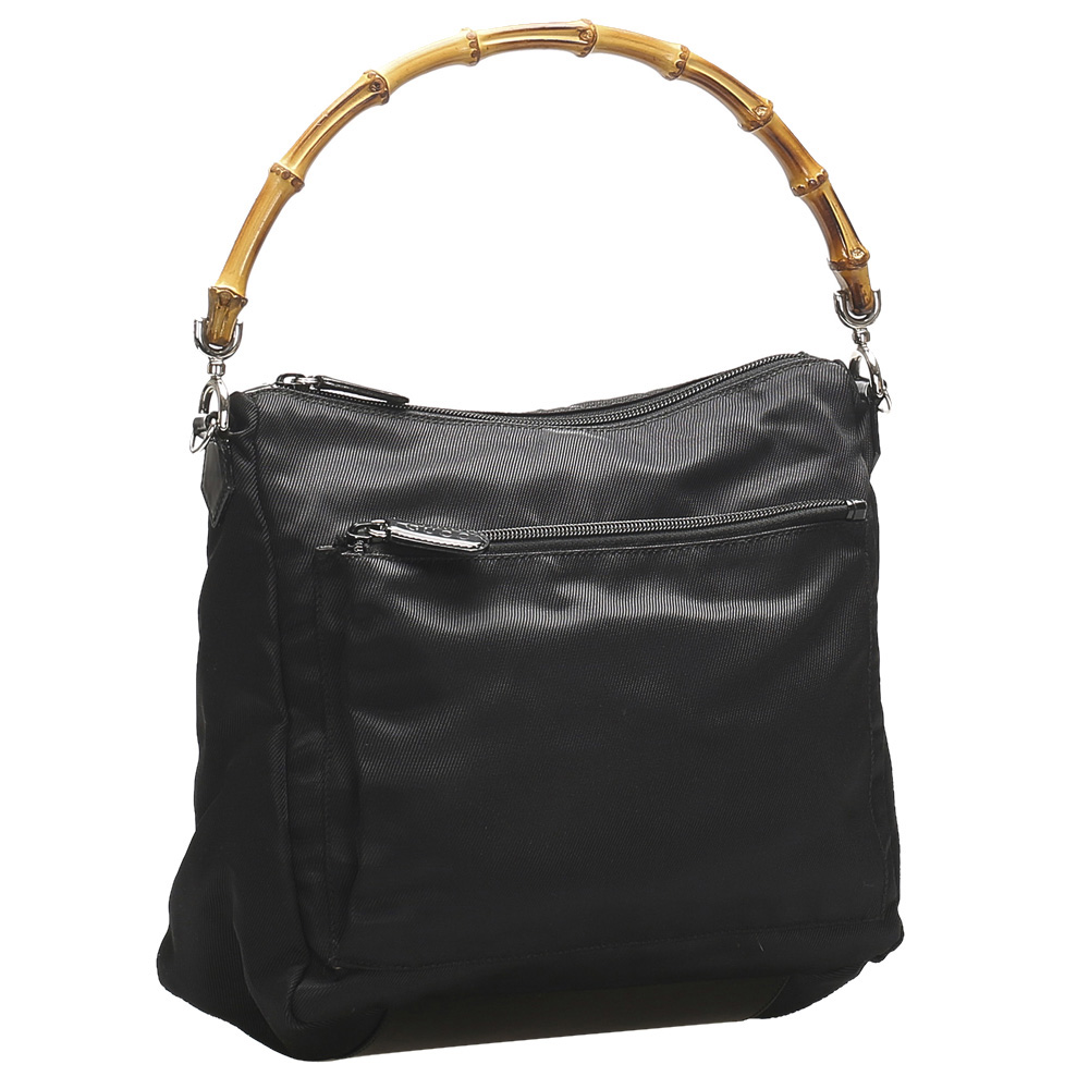 

Gucci Black Nylon Bamboo Top Handle Bag